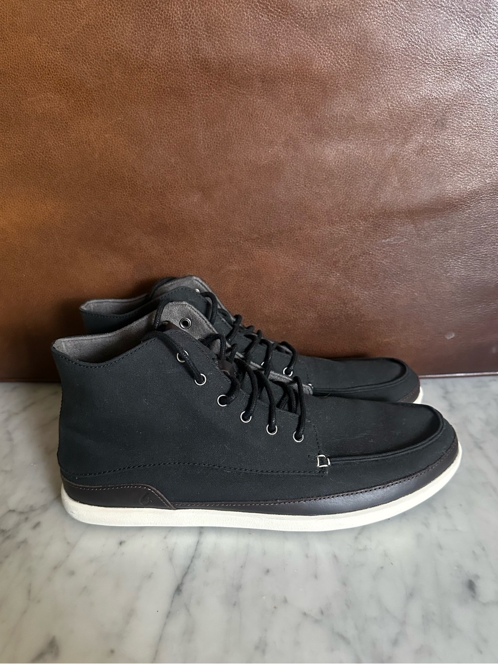 OluKai Nalukai Kapa Mid Boots Men’s Size 10 Black Textile Casual Chukka Shoes